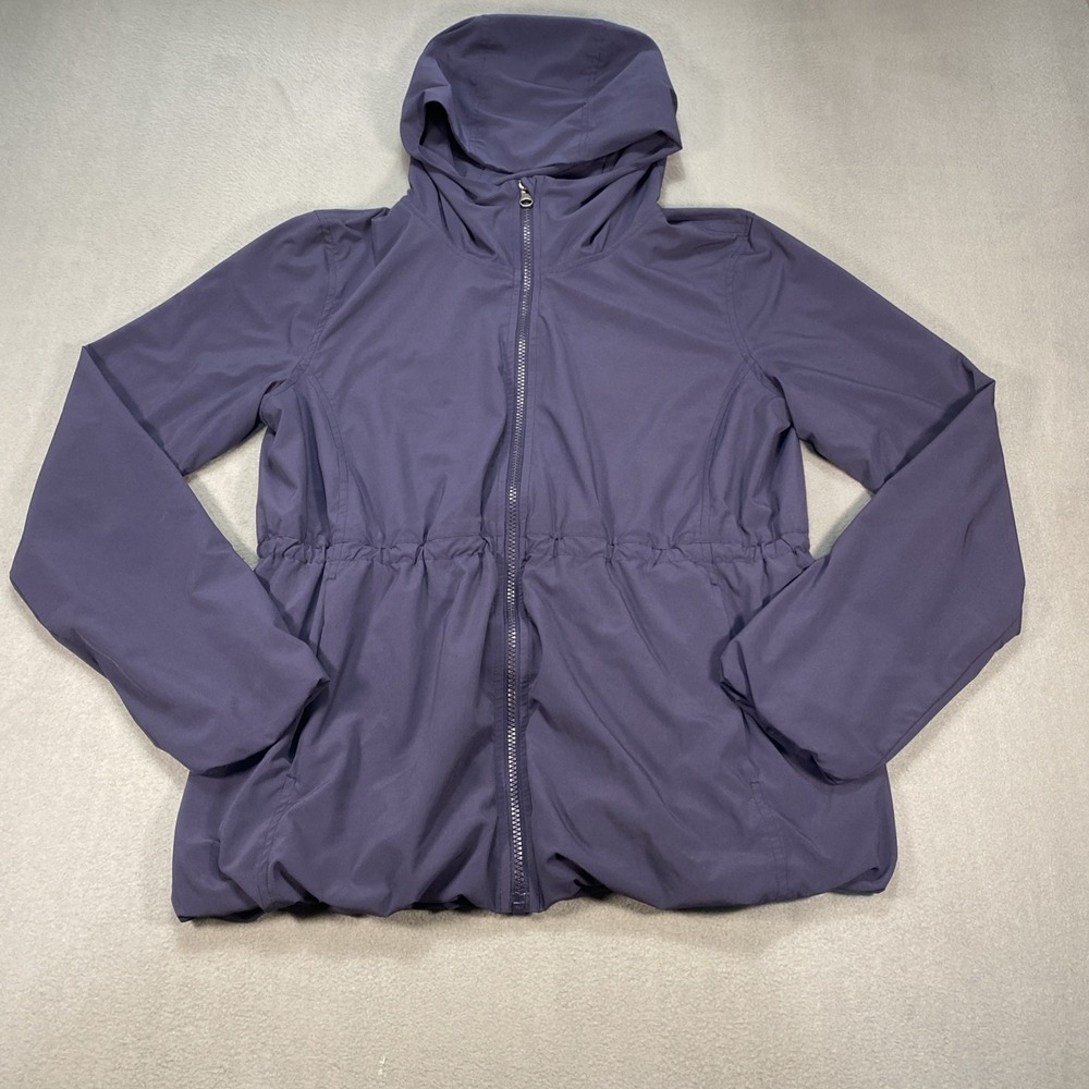 Lululemon Womens Navy Blue Hooded Full Zip Cinched Waist Lightweight Jacket 8